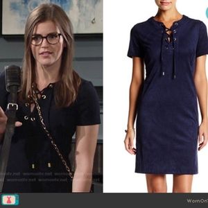 Eliza J – Lace Up Shift Faux Suede Dress Size 4